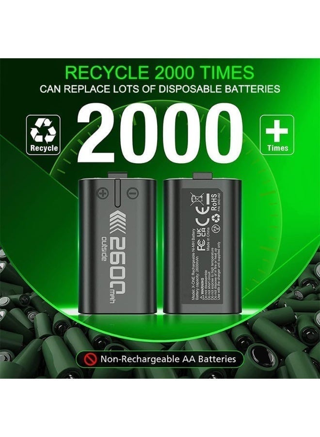 OSHIMA Rechargeable Battery Pack for Xbox Series X|S, Rechargeable Batteries Charger for Xbox Controller Battery Pack, Charger Station, 4 x 2600mAh Controller LED Indicator Dock for One S/One X/Elite - Image 5